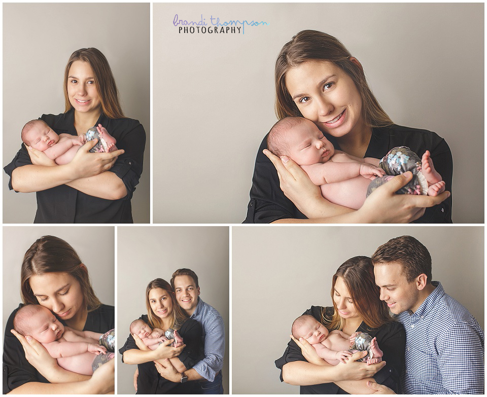 newborn baby family photos in a plano photography studio